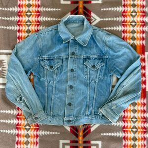 Vintage 70s Sears Type 3 Denim Trucker Jacket Light Wash Distressed Grunge